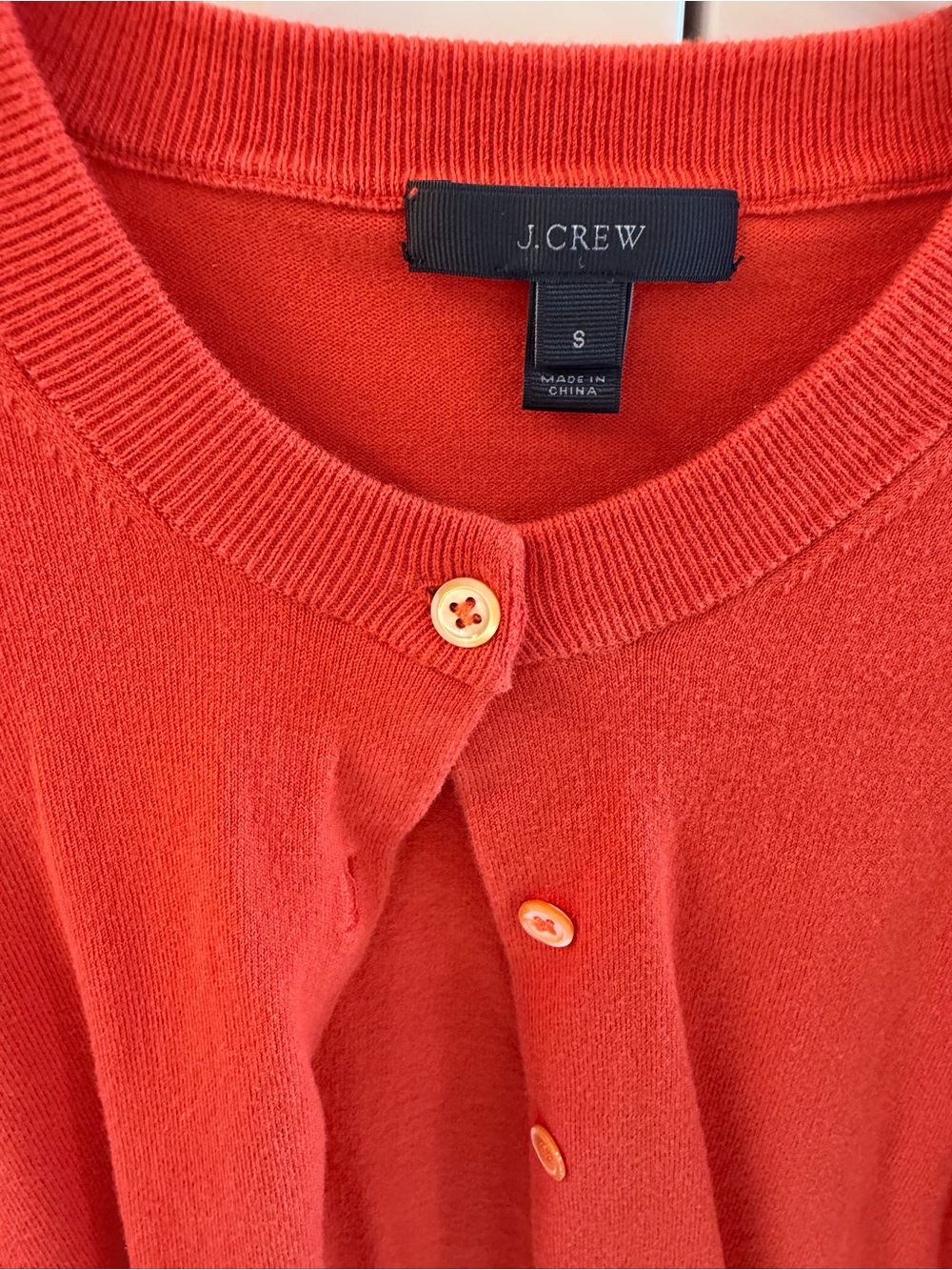 J. Crew Women's Orange-Red Jackie Crewneck Button Cardigan - Picture 2 of 5
